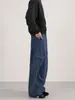 Muxi Roupas Calças de Trabalho Wide-Leg Retrô Perna Reta Toque de Alto Padrão Caimento Solto Calças Jeans Longas para Homens
