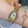 Poesía Gaudi Moda Alto Sentido Romano Elegante Forma de Serpiente Correa Completa de Diamante Reloj de Diamante Reloj de Personalidad para Mujer Mujer