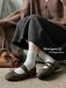 Sapatos baixos redondos estilo francês, de boca rasa, para mulheres, nova coleção de outono 2026, perfeitos com vestidos, estampa de bolinhas, sola macia, estilo Mary Jane, 088-36