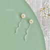 Aretes de Cadena de Margarita para Mujer Plata Esterlina S925 Simples Estilo Mori Frescos Combinables Aretes con Borla Aretes de Flores para el Cabello