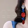 Casa das Flores Eventos Felizes ~ Estilo Retro Pesado Novo Chinês Azul Brincos Esculpidos Exagerados com Design Único