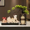 Ocho Direcciones de Riqueza Pino de Bienvenida Gato de la Fortuna Nuevo Estilo Chino Decoración del Hogar Sala de Estar TV Gabinete de Vino Adorno Inauguración de Casa