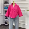 Moda Feminina Transfronteiriça Europeia e Americana Verão 2026 Novo Elegante Gola Reversível Design Solto Nicho Casual Camisa Top