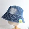 Novo Gradiente Vintage Lavado Denim Pescador Chapéu Protetor Solar Feminino Cobertura Facial Cabeça Grande Balde Chapéu Mostrando Rosto Pequeno Chapéu de Bacia