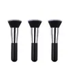 Brocha de Base Redonda y Plana Transfronteriza para Aplicación Facial de BB Cream y Base Líquida, Cerdas Suaves, Mango de Madera Sin Costuras, Brocha de Maquillaje