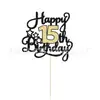 Tarjeta de Enchufe para Decoración de Pasteles Digitales Inglesa Transfronteriza Más Vendida Tema de Cumpleaños Tarjeta de Enchufe para Decoración de Pasteles de Doble Capa Dorada y Negra
