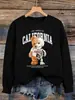 Sudadera para Mujer con Estampado de Letras de Oso Calavera Los Ángeles Cuello Redondo Otoño Casual para Correr Ropa Deportiva Corte Holgado