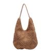 Bolso de mano tote de algodón tejido a mano con cuerda de una sola correa, acabado en lana, hueco, gran capacidad, estilo western de moda