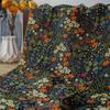 Vestido floral estilo pastoral primavera e outono vestido vintage para chá tecido macio elegante colete tecido para bolsa de cosméticos