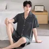 Pijama de Modal para Hombre, Conjunto de Dos Piezas de Shorts y Manga Corta para Verano, Talla Extra Grande 6XL, Cárdigan Delgado, Ropa de Casa, Ropa Exterior