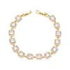 Set de Joyería con Pulseras de Zirconia de Colores Microincrustadas, Aretes Largos con Borlas y Accesorios de Mano Cuadrados de Lujo de Alta Gama para Mujer