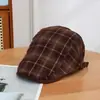 Gorra Plana Retro de Cuadros con Visera Corta Gorra de Artista Literario Japonés Gorra de Newsboy Estilo Británico para Mujer Otoño/Invierno Dropshipping