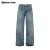 Jeans Bootcut Lavados de Peso Pesado Estilo Retro Americano 15.5oz para Hombres y Mujeres, Pantalones Casuales de Marca de Moda, Corte Holgado Limpio