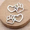 32X20Mm 1.95g Prata Antiga DIY Liga Acessórios Material Recortado Pata de Cachorro Coração Pingente