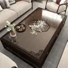 Novo jogo americano para mesa de chá estilo chinês, à prova d'água e de óleo, fácil de limpar, vidro macio transparente, sensação de luxo e alta qualidade para sala de estar e mesa de jantar