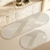 Alfombrilla Ovalada para Piso de Cocina Estilo Wabi-sabi Alfombrilla de Piso de Lodo Diatomeas Alfombrilla Absorbente de Agua para el Hogar Secado Rápido Fácil de Limpiar Alfombrilla para Pies de Cocina
