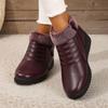Zapatos de Algodón Cálidos para Mamá 2025 Botas Forradas de Felpa Botines para Mujer Suela Suave Antideslizantes Zapatos de Cuero Perezosos Zapatos para Mujeres de Mediana Edad y Ancianas