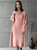 Vestido de punto transfronterizo, nueva moda europea y americana, cárdigan de punto de manga larga para mujer, falda larga de dos piezas a la cadera