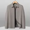 Chaqueta ejecutiva de color liso con solapa para hombres de mediana edad y mayores 2026 primavera y otoño nuevo abrigo casual de negocios para papás