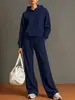 Conjunto de Sudadera con Capucha para Mujer Otoño 2026 Corte Holgado Pantalones de Pierna Ancha Caídos Conjunto Casual Deportivo de Dos Piezas Versátil