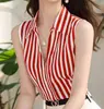 Camiseta base sin mangas de moda ajustada estilo fino a rayas estilo Hong Kong celebridad de internet estilo callejero moderno top para mujer verano