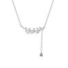 S925 Sterling Silver Leaf Colar Feminino elegante estilo coreano ins Estudante simples Cold Style Nicho Collar Chain para melhores amigos