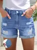 Artículos de Venta Caliente Transfronterizos Europeos y Americanos, Shorts de Mezclilla Lavada, Pantalones Cortos Calientes Versátiles Sueltos de Talla Estándar Americana para Mujer, Fábrica de Origen 1688