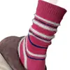 25 Calcetines de Mujer Versátiles Retro de Algodón con Parches de Piel en Bloques de Color Otoño e Invierno Rayados Modernos de Estilo Japonés