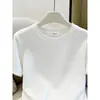Camiseta de Algodón Puro Estilo Minimalista Básico Hombro Recto Manga Corta de Verano para Mujer Blanca Holgada Adelgazante Versátil Top de Moda para Mujer