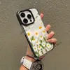 Capa de Celular Fresh Daisy Flower Apple 17 Espessa 2 em 1 Furo Grande Moldura Preta Capa Protetora Floral de Primavera para Meninas