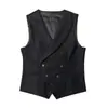 Colete de Terno Cor Lisa Masculino Estilo Britânico Business Coreano Slim Dupla Face Design Gola V Terno para Noivo e Padrinho