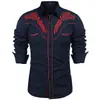 Camisa de manga larga para hombre, camisa hawaiana de vaquero occidental, camisa social vintage, camisa de playa para hombre