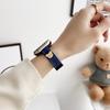 Para Apple Watch 678910 Geração Urso Jeans Tira Fina Lona Cintura Pequena Pulseira Magnética com Fivela Dobrável