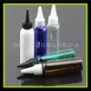 Botella exprimible azul plana redonda de 60 ml para aceite con gotero, boca puntiaguda, botella para recubrimiento, instrumento para reponer agua, botella con tapa puntiaguda, pasta de color, botella vacía de 60 ml