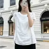 Top camiseta regata vintage artístico de renda pesada com gola redonda, modelagem solta, plus size, para primavera-verão, do Sudeste Asiático, transfronteiriço