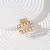 Grampo de cabelo elegante com strass feminino para franja lateral e cabelo partido Presilha de garra pequena com pérola para a parte de trás da cabeça Clipe de tubarão viral da internet