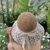 Alice Sonhos Doces~Chapéu de Palha de Pescador Estilo Ins Doce e Fofo, Chapéu de Sol de Verão Estilo Floresta para Beira-Mar para Mulheres