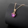 Venta caliente de Temu colgante de aleación de amatista en forma de corazón estilo coreano collar de aleación de diamante púrpura de piedra preciosa de color chapado en oro creativo
