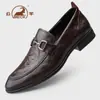 Mocasines de cuero genuino de oveja para hombre para uso formal de negocios, zapatos casuales para hombre, zapatos de novio para boda