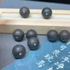 Cuentas Redondas de Ébano Natural Hechas a Mano con Clavos de Plata Incrustados Cuentas Sueltas DIY