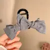 Presilha de Laço em Jeans Cinza Tendência 2025 Nova Presilha de Cabelo de Alta Qualidade Grande Presilha de Tubarão para a Parte de Trás da Cabeça Acessório de Cabelo