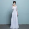 Vestido Elegante Branco com Renda na Cintura para Banquete e Madrinha, Emagrecedor e Estiloso, Novo Modelo 2026 para Provas de Arte e Apresentações de Piano