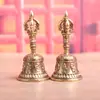 Campana de Latón de los Ocho Inmortales del Tíbet, Adorno de Campana de Cobre Estilo Étnico Vintage, Artesanía de Campana de Manivela Manual del Tíbet, Objeto Decorativo de Latón Antiguo