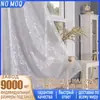 Tela de Janela de Poliéster Prateada em Relevo com Pequenas Rachaduras, Estilo Fresco, Cortinas Semi-Blackout para Sala de Estar e Varanda, Cortinas Transparentes de Cor Sólida, Itens em Estoque Transfronteiriços