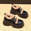 SJN6789-29 mocasines de plataforma para mujer de invierno con forro polar cálido 2023 nuevos combinan con todo aumento de altura oculto zapatos de cuero