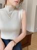 Ropa interior para traje mujer 2024 nuevo otoño e invierno camisola sin mangas ajustada de punto media cuello alto cuello alto camiseta básica