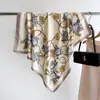 Bufanda Avanzada Camelia Estilo Coreano 90cm Bufanda de Seda Twill Nuevo Estilo Cadena Bufanda Cuadrada Grande Chal Protector Solar Pañuelo para la Cabeza Mujer