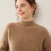 Suéter de cachemira de punto para mujer, suéter de cuello alto simulado grueso y suelto, moda de otoño e invierno, combina con todo.