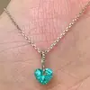 "Coração do Mar Profundo" Colar com Pingente Cor Paraíba em Formato de Coração, Design de Nicho, Versátil para o Dia a Dia, Estilo Doce e Cool
