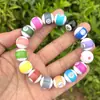 Pulseira de Bolas de Bilhar de Meados dos Anos Oitenta para Homens, Pulseira de Alto Valor para Homens, Placa de Contas, Cor de Jogo, Joia de Mão com Contas de Acrílico Sem Cor